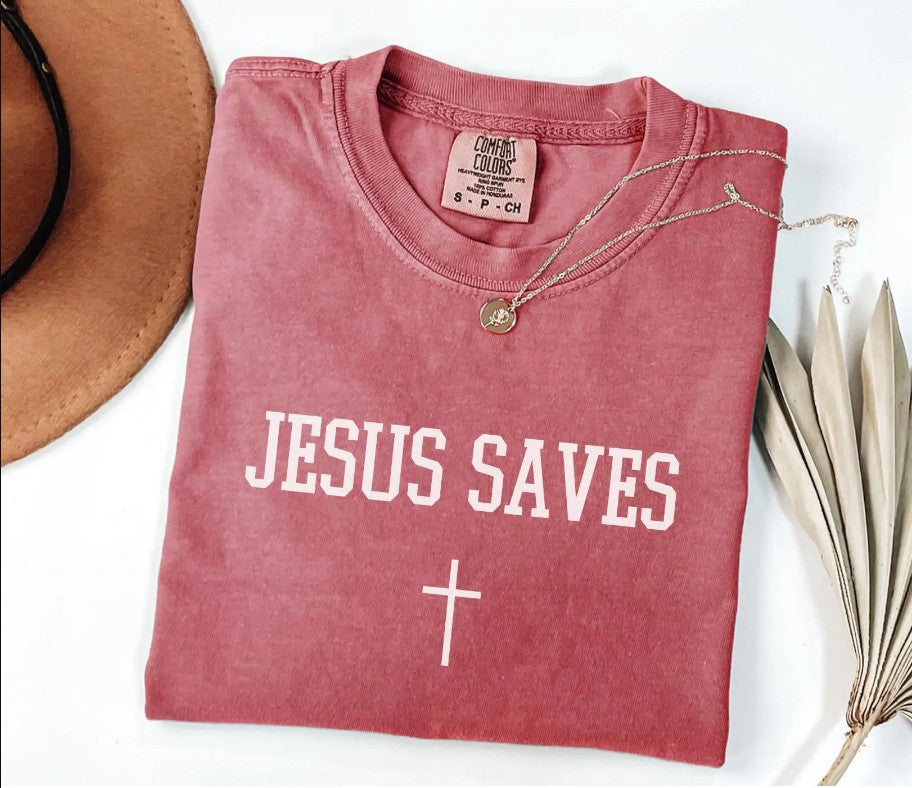 Comfort Colors® Jesus Saves Shirt, Christian Shirt, Faith Tshirt, Jesus T-shirt, Bible Verse shirt, Christian Gift, Religious Shirt